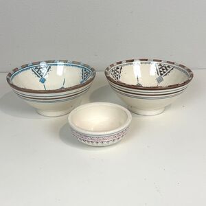 3 Handmade Artisan Safi, Moroccan Pottery Bowls